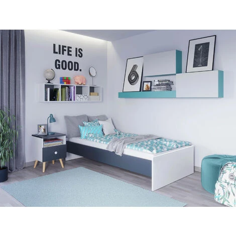 Dmora Letto Singolo Moderno Con Testiera, Letto A Una Piazza Adatto A Materasso Da 90x190 Cm, Colore Bianco E Grigio 3 Dmora Letto Singolo Moderno Con Testiera, Letto A Una Piazza Adatto A Materasso Da 90x190 Cm, Colore Bianco E Grigio