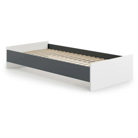 Dmora Letto Singolo Moderno Con Testiera, Letto A Una Piazza Adatto A Materasso Da 90x190 Cm, Colore Bianco E Grigio 4 Dmora Letto Singolo Moderno Con Testiera, Letto A Una Piazza Adatto A Materasso Da 90x190 Cm, Colore Bianco E Grigio - immagine 2