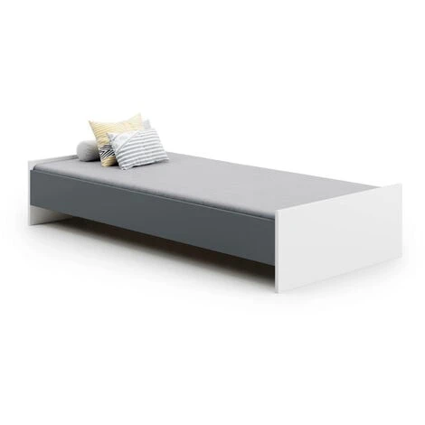Dmora Letto Singolo Moderno Con Testiera, Letto A Una Piazza Adatto A Materasso Da 90x190 Cm, Colore Bianco E Grigio 5 Dmora Letto Singolo Moderno Con Testiera, Letto A Una Piazza Adatto A Materasso Da 90x190 Cm, Colore Bianco E Grigio - immagine 3