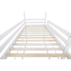 Letto A Castello, Letto A Castello Basso Con Scivolo, Giroletto A Castello In Legno Massello Con Rete A Doghe 90 X 200 Cm, Bianco 11 Letto A Castello, Letto A Castello Basso Con Scivolo, Giroletto A Castello In Legno Massello Con Rete A Doghe 90 X 200 Cm, Bianco -Cameretta Per Bambini 63781402 5