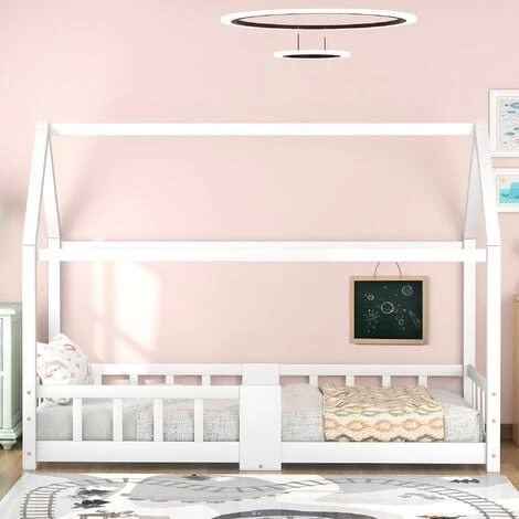 Letto Per Bambini Con Barriere Legno Massello Di Pino 90 X 200 Cm Bianco 4 Letto Per Bambini Con Barriere Legno Massello Di Pino 90 X 200 Cm Bianco - immagine 2