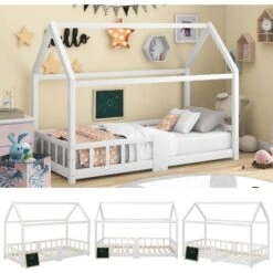 Letto Per Bambini Con Barriere Legno Massello Di Pino 90 X 200 Cm Bianco 9 Letto Per Bambini Con Barriere Legno Massello Di Pino 90 X 200 Cm Bianco -Cameretta Per Bambini 63866590 3
