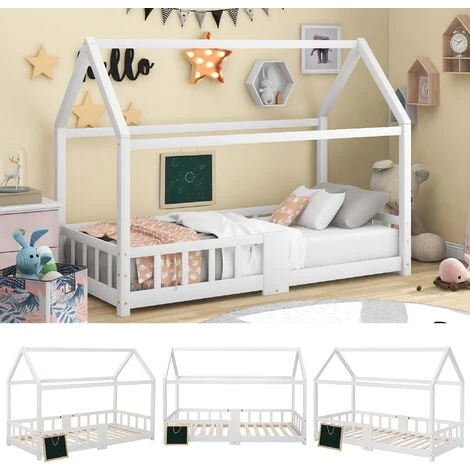 Letto Per Bambini Con Barriere Legno Massello Di Pino 90 X 200 Cm Bianco 5 Letto Per Bambini Con Barriere Legno Massello Di Pino 90 X 200 Cm Bianco - immagine 3