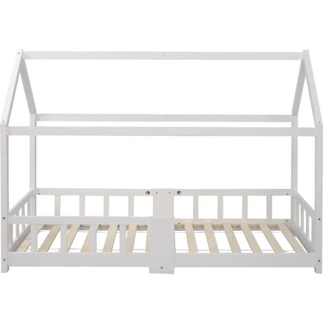 Letto Per Bambini Con Barriere Legno Massello Di Pino 90 X 200 Cm Bianco 6 Letto Per Bambini Con Barriere Legno Massello Di Pino 90 X 200 Cm Bianco - immagine 4
