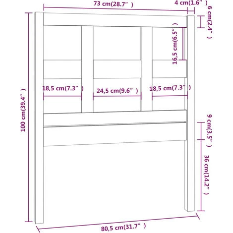 Testiera Per Letto 80,5x4x100 Cm In Legno Massello Di Pino VidaXL 5 Testiera Per Letto 80,5x4x100 Cm In Legno Massello Di Pino VidaXL - immagine 3