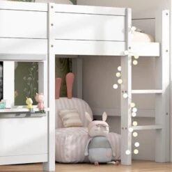 Letto Per Bambini 90x200 Da Gioco Letto A Castello Con Due Pannelli Pronti Per I Graffiti, Bianco -Cameretta Per Bambini 64453402 2