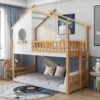 Letto A Castello 200x90 Cm Con Scaletta 2 Ripiani, Letto Per Bambini Con Protezione Anticaduta E Barriera, Struttura In Pino, Colore Naturale 2 Letto A Castello 200x90 Cm Con Scaletta 2 Ripiani, Letto Per Bambini Con Protezione Anticaduta E Barriera, Struttura In Pino, Colore Naturale -Cameretta Per Bambini 64515601 1