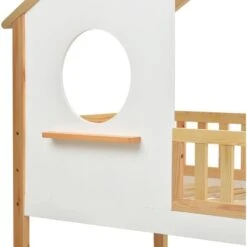 Letto A Castello 200x90 Cm Con Scaletta 2 Ripiani, Letto Per Bambini Con Protezione Anticaduta E Barriera, Struttura In Pino, Colore Naturale -Cameretta Per Bambini 64515601 5