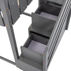 Letto A Castello Con Scaletta Contenitore, Letto Per Bambino Con 3 Cassetti, Con Recinzione, Grigio -Cameretta Per Bambini 64515768 4