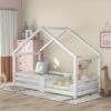 Letto Per Bambini In Legno Di Pino Letto A Capanna Con Rete A Doghe Anticaduta, 90 X 200 Cm Bianco 2 Letto Per Bambini In Legno Di Pino Letto A Capanna Con Rete A Doghe Anticaduta, 90 X 200 Cm Bianco -Cameretta Per Bambini 65296613 1