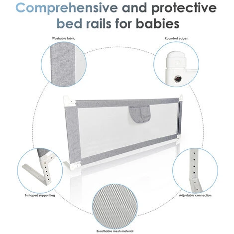 Randaco Barrière De Lit Extra-Large De 180 Cm Protection De Lit Pour Tout-Petit Accessoire De Chambre Pour Garçons Et Filles Barrière De Lit 7 Randaco Barrière De Lit Extra-Large De 180 Cm Protection De Lit Pour Tout-Petit Accessoire De Chambre Pour Garçons Et Filles Barrière De Lit - immagine 5