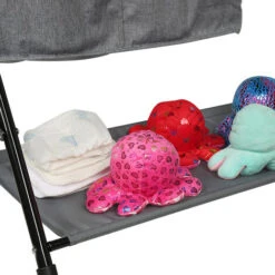 Fasciatoio Pieghevole Con Cesto Portaoggetti Per La Cameretta Dei Neonati Regolabile In Altezza Grigio -Cameretta Per Bambini 66556323 4
