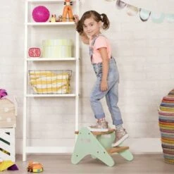 B. Toys - B.spaces Peek-A-Boost - Sgabello Con Gradini In Legno - Sgabello Con Gradini A Due Gradini Per Bambini Dai 2 Anni In Su (colore Legno Naturale E Menta) -Cameretta Per Bambini 66559978 2