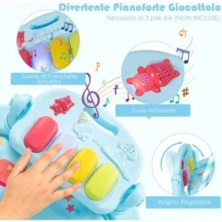 GOPLUS Tappetino Da Gioco Per Bambini, Da Palestrina, Con Pianoforte A Pedale E Sbarre Da Giocattoli, Giocattolo Educativo, Ideale Per Allenare Abilit¨¤ Infantili, 86x86x47 Cm (Blu) -Cameretta Per Bambini 67371017 3