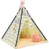 RELAX4LIFE Tenda Indiana Per Bambini, Tenda Da Gioco Con Tappetino Imbottito Morbido, Tenda Da Interno Per Bambini In Tessuto Di Cotone Con Struttura In Legno Di Pino, 120 X 120 X 150 Cm -Cameretta Per Bambini 67415452 1