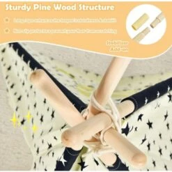 RELAX4LIFE Tenda Indiana Per Bambini, Tenda Da Gioco Con Tappetino Imbottito Morbido, Tenda Da Interno Per Bambini In Tessuto Di Cotone Con Struttura In Legno Di Pino, 120 X 120 X 150 Cm 9 RELAX4LIFE Tenda Indiana Per Bambini, Tenda Da Gioco Con Tappetino Imbottito Morbido, Tenda Da Interno Per Bambini In Tessuto Di Cotone Con Struttura In Legno Di Pino, 120 X 120 X 150 Cm -Cameretta Per Bambini 67415452 4