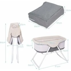DREAMADE Culla Da Viaggio, Culla Neonato Pieghevole Con Funzione Dondolo,con Borsa Da Trasporto (Grigio) -Cameretta Per Bambini 67647425 5