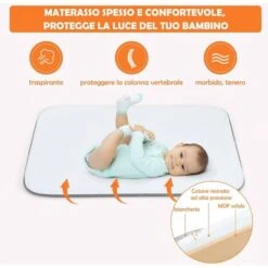 DREAMADE Lettino Da Viaggio 3 In 1 Convertibile In Letto A Dondolo E Letto Da Gioco, Box Culla Neonato Regolabile Con Materasso Per 0 A 24 Mesi, Carico Massimo 22 Kg, Grigio, In Metallo, 107x64x71 Cm -Cameretta Per Bambini 67647437 3