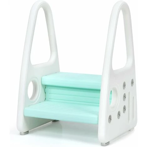 DREAMADE Pedane Alzabimbo, Sgabello Rialzo Con Bracciali Per Bambini Piccoli, Sgabello Scala A 2 Gradini In Plastica Antiscivolo Di Sicurezza, Ideale Per WC E Cucina, 44x39,5x61 Cm (Blu) 4 DREAMADE Pedane Alzabimbo, Sgabello Rialzo Con Bracciali Per Bambini Piccoli, Sgabello Scala A 2 Gradini In Plastica Antiscivolo Di Sicurezza, Ideale Per WC E Cucina, 44x39,5x61 Cm (Blu) - immagine 2