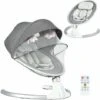DREAMADE Sdraietta A Dondolo Elettrica, Culla Elettrica Per Neonati 0-6 Mesi Con Cintura Di Sicurezza, Zanzariera E Giocattoli, 5 Angoli Di Rotazione E Funzioni Musicali E Bluetooth,77x62x52 Cm -Cameretta Per Bambini 67647511 1