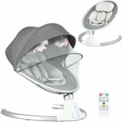 DREAMADE Sdraietta A Dondolo Elettrica, Culla Elettrica Per Neonati 0-6 Mesi Con Cintura Di Sicurezza, Zanzariera E Giocattoli, 5 Angoli Di Rotazione E Funzioni Musicali E Bluetooth,77x62x52 Cm