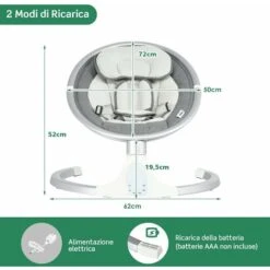 DREAMADE Sdraietta A Dondolo Elettrica, Culla Elettrica Per Neonati 0-6 Mesi Con Cintura Di Sicurezza, Zanzariera E Giocattoli, 5 Angoli Di Rotazione E Funzioni Musicali E Bluetooth,77x62x52 Cm -Cameretta Per Bambini 67647511 5