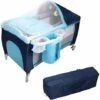 DREAMADE Culla Dondola Per Bambini 0-36 Mesi, Carico 15kg, Con Materasso, Fasciatoio, Zanzariera, Giocattoli Appesi, Cestello, Ruota Con Freno, 120x60x76 Cm, Blu -Cameretta Per Bambini 67647513 1