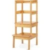 DREAMADE Sedia A Torre Alzabimbo In Legno Di Pino, Sedia Con Poggiapiedi E Barra Anticaduta, Torre Di Apprendimento Con 2 Gradini Per Bambini, Mobile Alzabimbo Per Cameretta/Cucina/Bagno (Naturale) -Cameretta Per Bambini 67652882 1