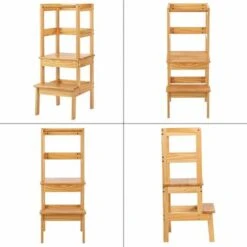DREAMADE Sedia A Torre Alzabimbo In Legno Di Pino, Sedia Con Poggiapiedi E Barra Anticaduta, Torre Di Apprendimento Con 2 Gradini Per Bambini, Mobile Alzabimbo Per Cameretta/Cucina/Bagno (Naturale) 10 DREAMADE Sedia A Torre Alzabimbo In Legno Di Pino, Sedia Con Poggiapiedi E Barra Anticaduta, Torre Di Apprendimento Con 2 Gradini Per Bambini, Mobile Alzabimbo Per Cameretta/Cucina/Bagno (Naturale) -Cameretta Per Bambini 67652882 4