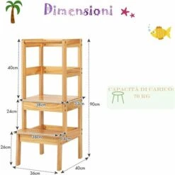 DREAMADE Sedia A Torre Alzabimbo In Legno Di Pino, Sedia Con Poggiapiedi E Barra Anticaduta, Torre Di Apprendimento Con 2 Gradini Per Bambini, Mobile Alzabimbo Per Cameretta/Cucina/Bagno (Naturale) 11 DREAMADE Sedia A Torre Alzabimbo In Legno Di Pino, Sedia Con Poggiapiedi E Barra Anticaduta, Torre Di Apprendimento Con 2 Gradini Per Bambini, Mobile Alzabimbo Per Cameretta/Cucina/Bagno (Naturale) -Cameretta Per Bambini 67652882 5