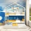 Letto A Castello, Letto Per Bambino Con Estraibile Letto, Tre Letti, In Legno Massello Con Recinzione, 90x200 Cm, Grigio -Cameretta Per Bambini 68969852 1