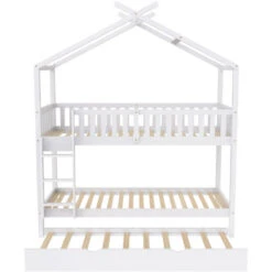 Letto A Castello, Letto Per Bambino Con Estraibile Letto, Tre Letti, In Legno Massello Con Recinzione, 90x200 Cm, Grigio 10 Letto A Castello, Letto Per Bambino Con Estraibile Letto, Tre Letti, In Legno Massello Con Recinzione, 90x200 Cm, Grigio -Cameretta Per Bambini 68969852 4