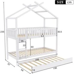 Letto A Castello, Letto Per Bambino Con Estraibile Letto, Tre Letti, In Legno Massello Con Recinzione, 90x200 Cm, Grigio 11 Letto A Castello, Letto Per Bambino Con Estraibile Letto, Tre Letti, In Legno Massello Con Recinzione, 90x200 Cm, Grigio -Cameretta Per Bambini 68969852 5