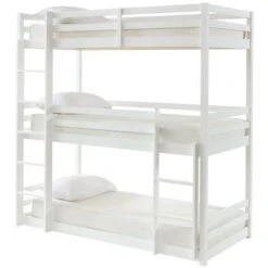 Letto A Castello Triplo 3 X 90 X 200 Cm Abete Bianco - VAGAR 9 Letto A Castello Triplo 3 X 90 X 200 Cm Abete Bianco - VAGAR -Cameretta Per Bambini 69610868 3