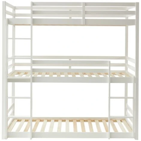 Letto A Castello Triplo 3 X 90 X 200 Cm Abete Bianco - VAGAR 6 Letto A Castello Triplo 3 X 90 X 200 Cm Abete Bianco - VAGAR - immagine 4