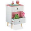 Relaxdays Comodino Per La Cameretta Dei Bambini, Scaffale A 3 Cassetti, HLP 61,5x38x30 Cm, MDF, Legno Pino, Bianco Rosa -Cameretta Per Bambini 69659769 1
