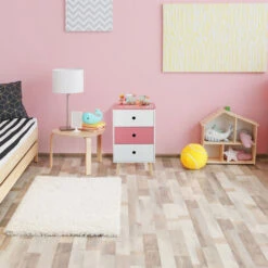 Relaxdays Comodino Per La Cameretta Dei Bambini, Scaffale A 3 Cassetti, HLP 61,5x38x30 Cm, MDF, Legno Pino, Bianco Rosa -Cameretta Per Bambini 69659769 2