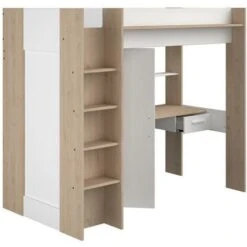 Letto A Soppalco Con Scrivania E Armadio 90 X 200 Cm Bianco E Naturale - AUCKLAND 9 Letto A Soppalco Con Scrivania E Armadio 90 X 200 Cm Bianco E Naturale - AUCKLAND -Cameretta Per Bambini 69753793 3