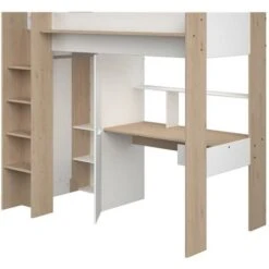 Letto A Soppalco Con Scrivania E Armadio 90 X 200 Cm Bianco E Naturale - AUCKLAND 11 Letto A Soppalco Con Scrivania E Armadio 90 X 200 Cm Bianco E Naturale - AUCKLAND -Cameretta Per Bambini 69753793 5