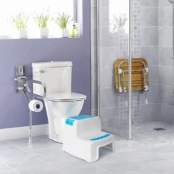 MINKUROW Sgabello Per Bambini, Sgabello Per Bambini, Piccolo Sgabello In Plastica, Sgabello Per Bambini Antiscivolo A 2 Gradini Per Vasino/Bagno/Cucina Blu -Cameretta Per Bambini 69784672 4