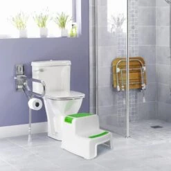 MINKUROW Sgabello Per Bambini, Sgabello Per Bambini, Piccolo Sgabello In Plastica, Sgabello Per Bambini Antiscivolo A 2 Gradini Per Vasino/Bagno/Cucina Verde -Cameretta Per Bambini 69784675 4