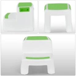 MINKUROW Sgabello Per Bambini, Sgabello Per Bambini, Piccolo Sgabello In Plastica, Sgabello Per Bambini Antiscivolo A 2 Gradini Per Vasino/Bagno/Cucina Verde -Cameretta Per Bambini 69784675 5