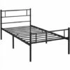 Yaheetech Struttura Letto Singolo In Ferro Battuto A Doghe In Metallo 90 X 190 Cm Nero -Cameretta Per Bambini 70438748 1
