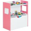 Relaxdays Scaffale Per Bambini, 2 Ripiani, Scomparto Con Ruote, HLP 60x52x26,5 Cm, Mobile Portagiochi, In MDF, Colorato -Cameretta Per Bambini 70638452 1