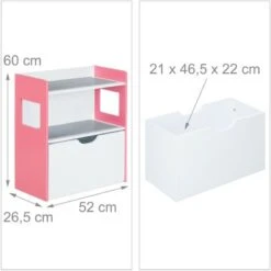 Relaxdays Scaffale Per Bambini, 2 Ripiani, Scomparto Con Ruote, HLP 60x52x26,5 Cm, Mobile Portagiochi, In MDF, Colorato -Cameretta Per Bambini 70638452 4