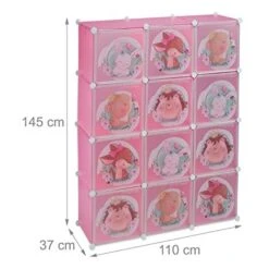 Relaxdays Scaffale Componibile Da Cameretta, 2 Aste Appendiabiti, Disegni Animali, HxLxP: 145x110x37 Cm, Incastro, Rosa, 80% Plastica 20% Ferro, 1 Pz -Cameretta Per Bambini 70874600 4
