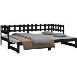 Dormeuse Estraibile Nera 2x(80x200) Cm Legno Massello Di Pino VidaXL -Cameretta Per Bambini 70900382 4