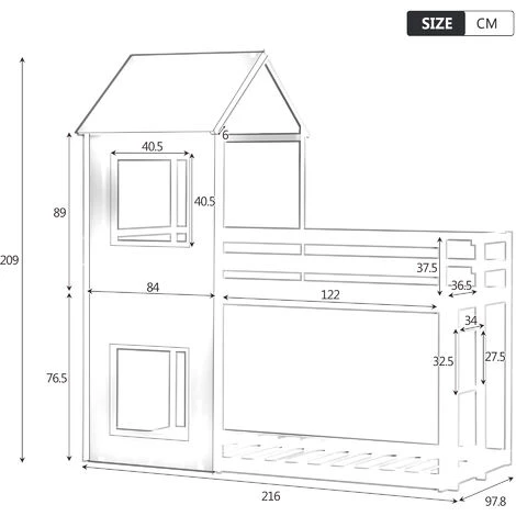 Letto A Castello Per Bambini 90x200cm Con Scaletta E Tetto Legno Di Pino - Bianco 7 Letto A Castello Per Bambini 90x200cm Con Scaletta E Tetto Legno Di Pino - Bianco - immagine 5