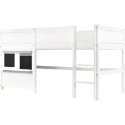 Letto Per Bambini Letto A Castello 90x200 Cm Con 2 Lavagne Graffiti E Ripiano - Bianco -Cameretta Per Bambini 71496589 2