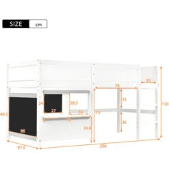 Letto Per Bambini Letto A Castello 90x200 Cm Con 2 Lavagne Graffiti E Ripiano - Bianco -Cameretta Per Bambini 71496589 3